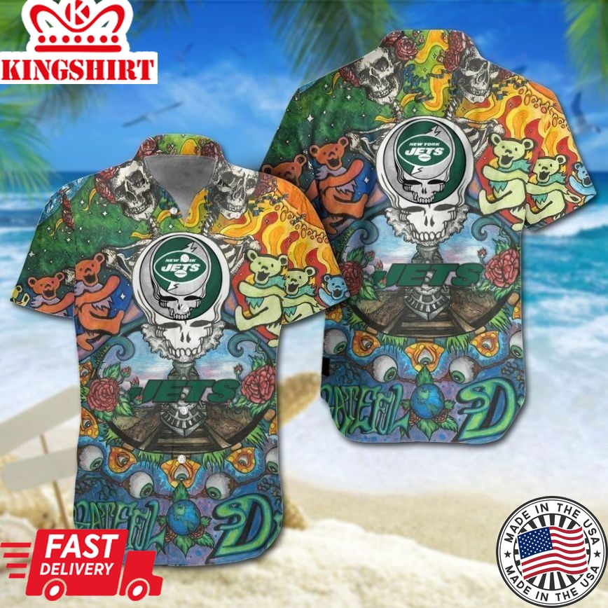 New York Jets Grateful Dead NFL Gift For Fan Hawaiian Graphic Print Sh