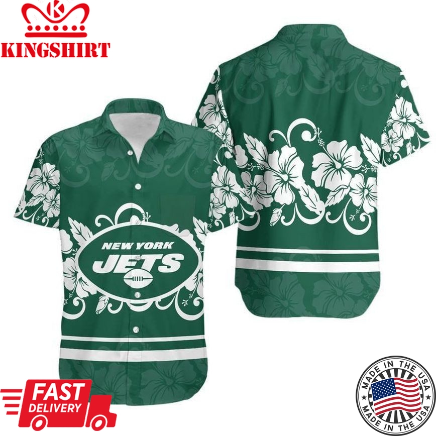 New York Jets Hibiscus Flowers Hawaii Shirt And Shorts Summer Collecti