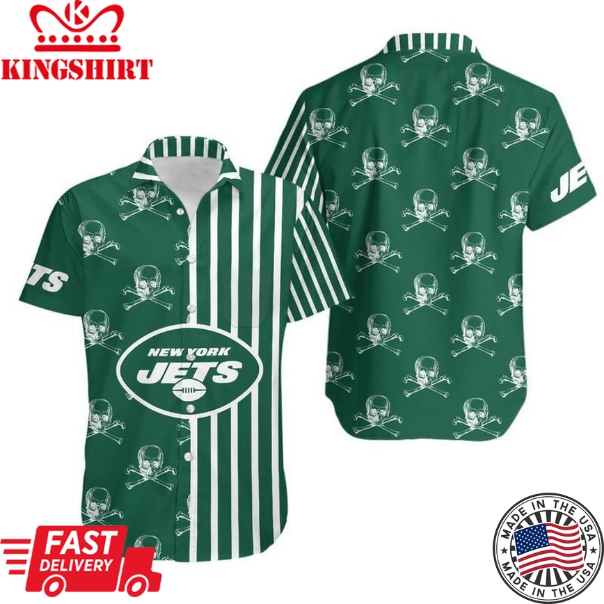 New York Jets Stripes And Skull Hawaii Shirt And Shorts Summer Collect