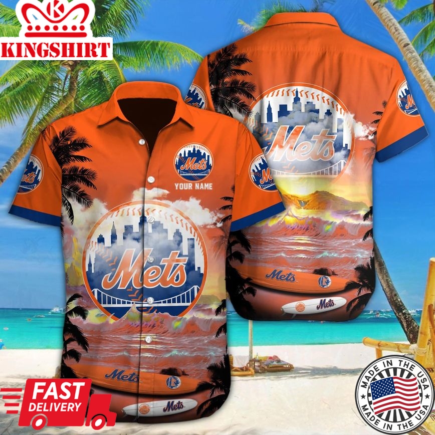 New York Mets Aloha Shirt With Custom Name Feature