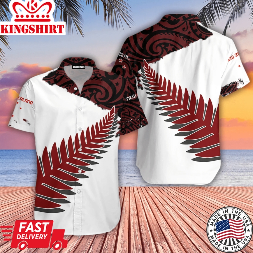 New Zealand Maori Fern Red Edition Trendy Hawaiian Shirt For