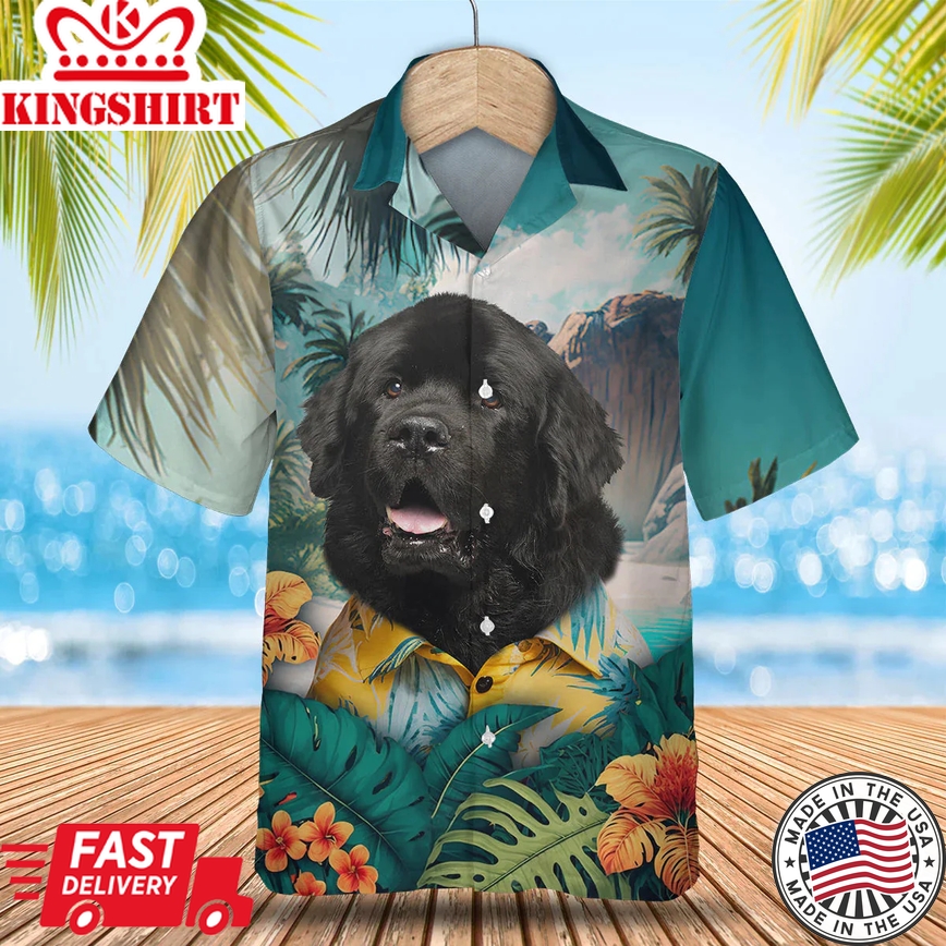 Newfoundland 2 Tropical Trendy Hawaiian Shirt, Dog Lover Trendy Hawaiian Shirt, Summer Trendy Hawaiian Shirt For Men And Women