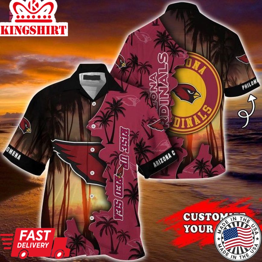 Nfl Arizona Cardinals Custom Name Coconut Tree Red Trendy Hawaiian Shirt Aloha Shirt