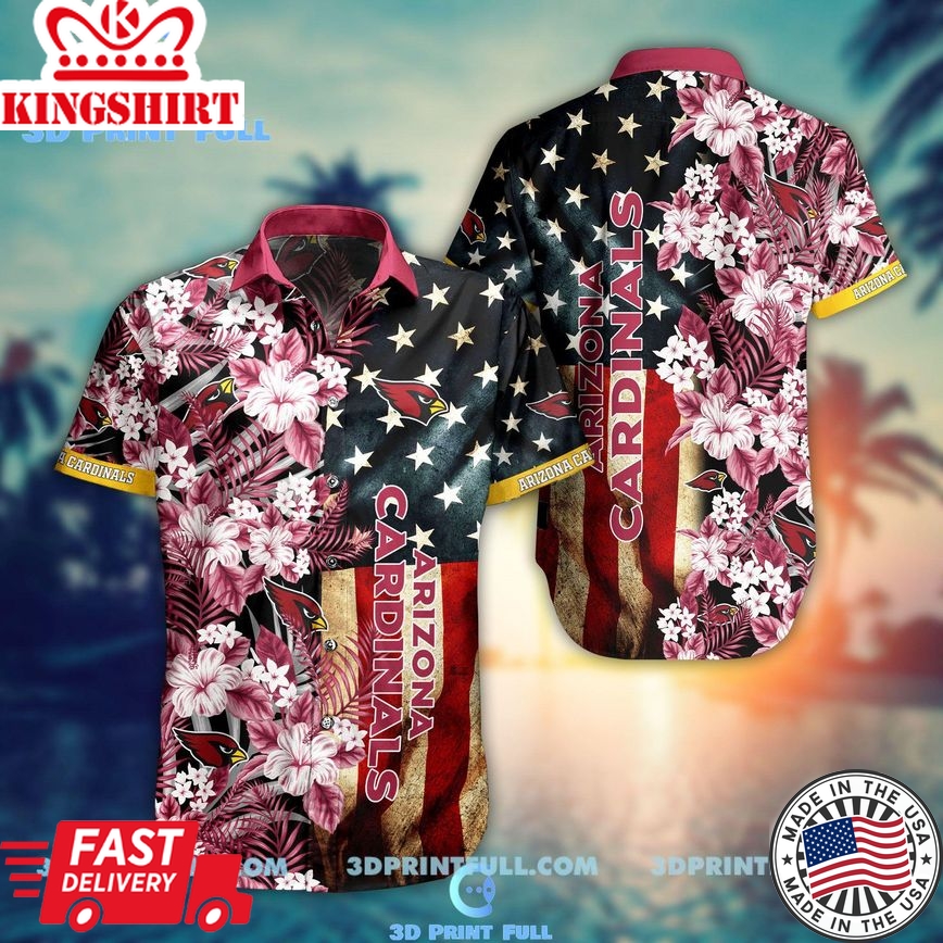 NFL Arizona Cardinals Hawaiian Shirt Flag Flower