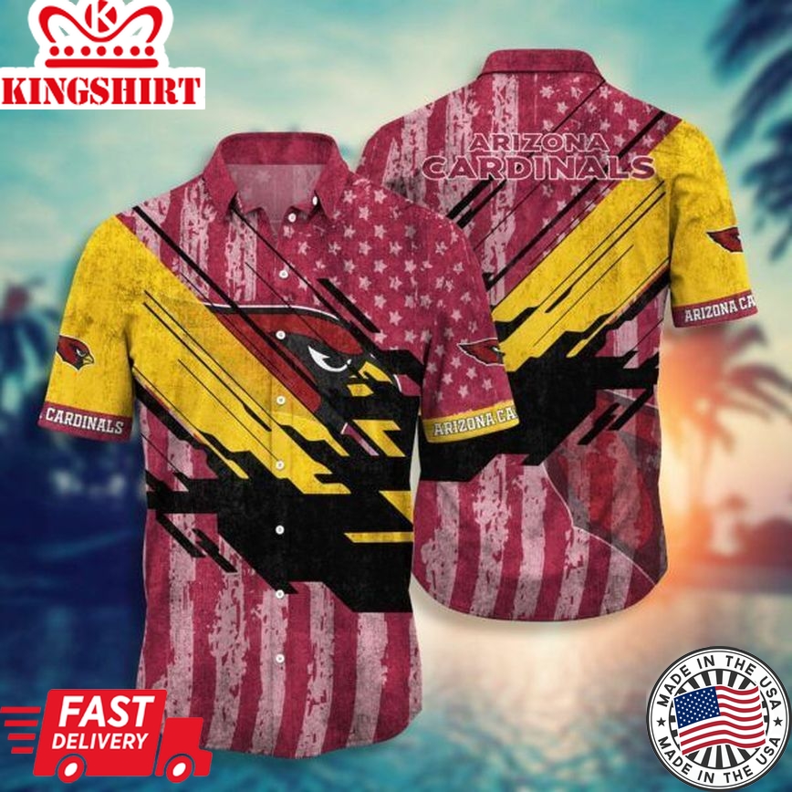 Nfl Arizona Cardinals Red America Flag Trendy Hawaiian Shirt Aloha Shirt