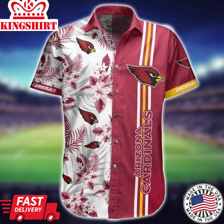 Nfl Arizona Cardinals Red White Flower Trendy Hawaiian Shirt Aloha Shirt