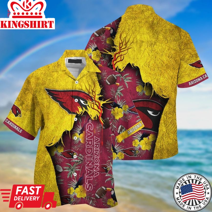 Nfl Arizona Cardinals Yellow Red Trendy Hawaiian Shirt Aloha Shirt