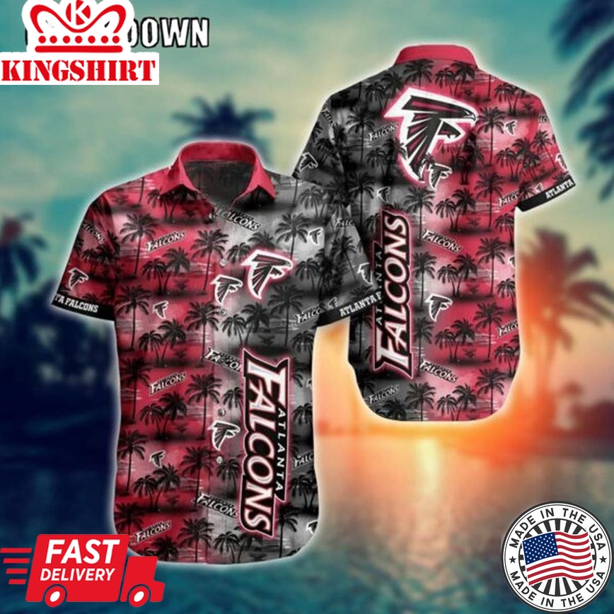 Nfl Atlanta Falcons Coconut Tree Red Silver Trendy Hawaiian Shirt Aloha Shirt