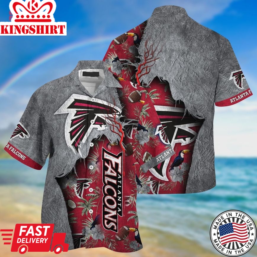 Nfl Atlanta Falcons Silver Red Trendy Hawaiian Shirt Aloha Shirt