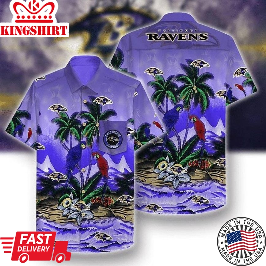 Nfl Baltimore Ravens Coconut Tree Purple Trendy Hawaiian Shirt Aloha Shirt