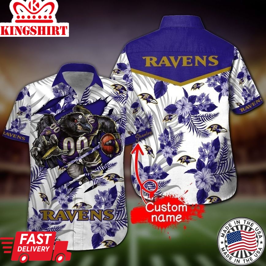 NFL Baltimore Ravens Gift For Fan Personalized Hawaiian Shirt Graphic Print