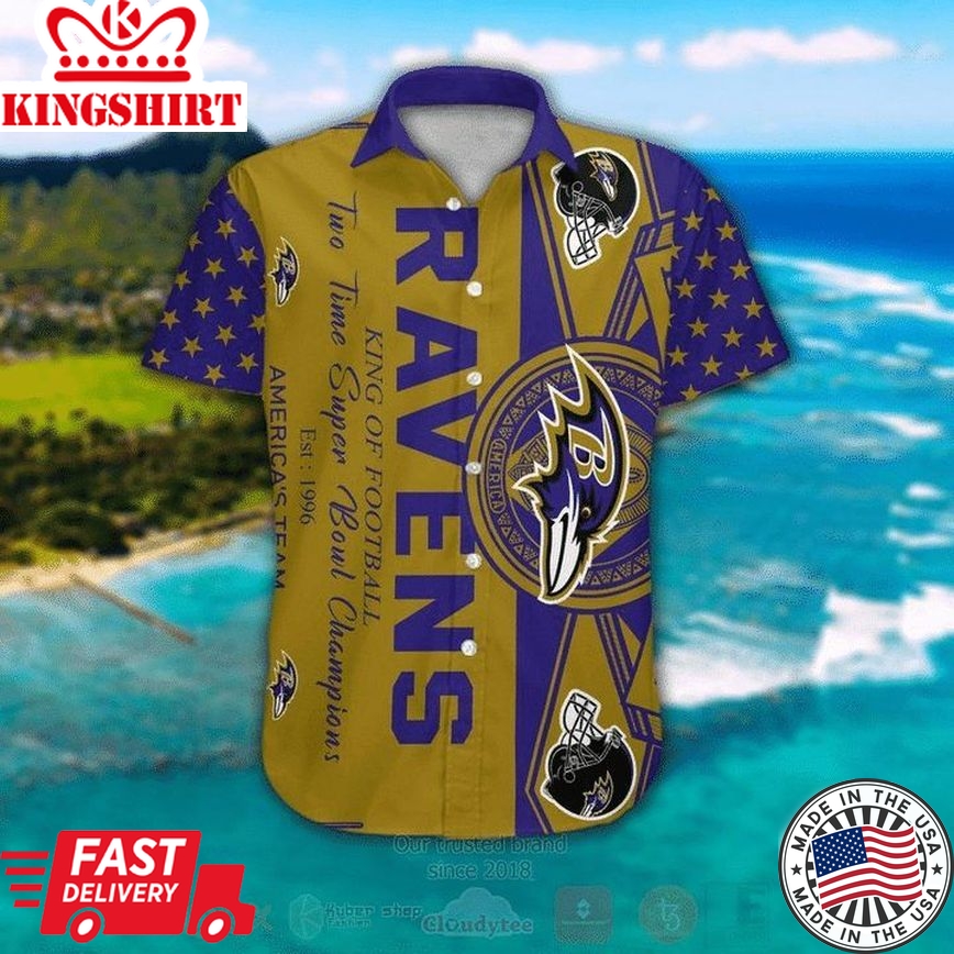 Nfl Baltimore Ravens Gold Purple Trendy Hawaiian Shirt Aloha Shirt