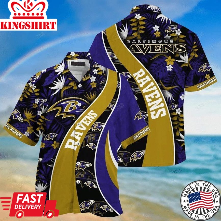 Nfl Baltimore Ravens Purple Gold Trendy Hawaiian Shirt Aloha Shirt