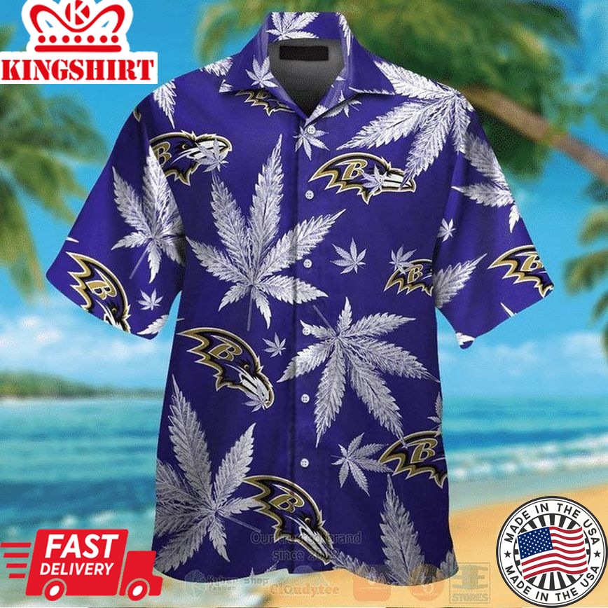 Nfl Baltimore Ravens Purple Weed Trendy Hawaiian Shirt Aloha Shirt