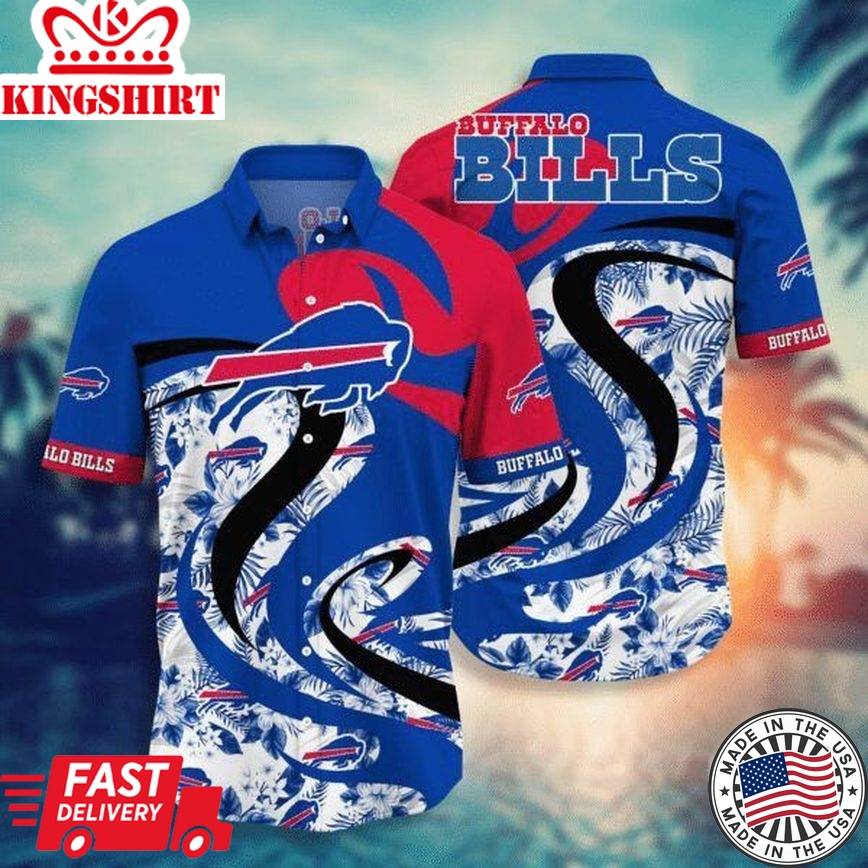 Nfl Buffalo Bills Blue Black Red Flower Tropical Trendy Hawaiian Shirt Aloha Shirt