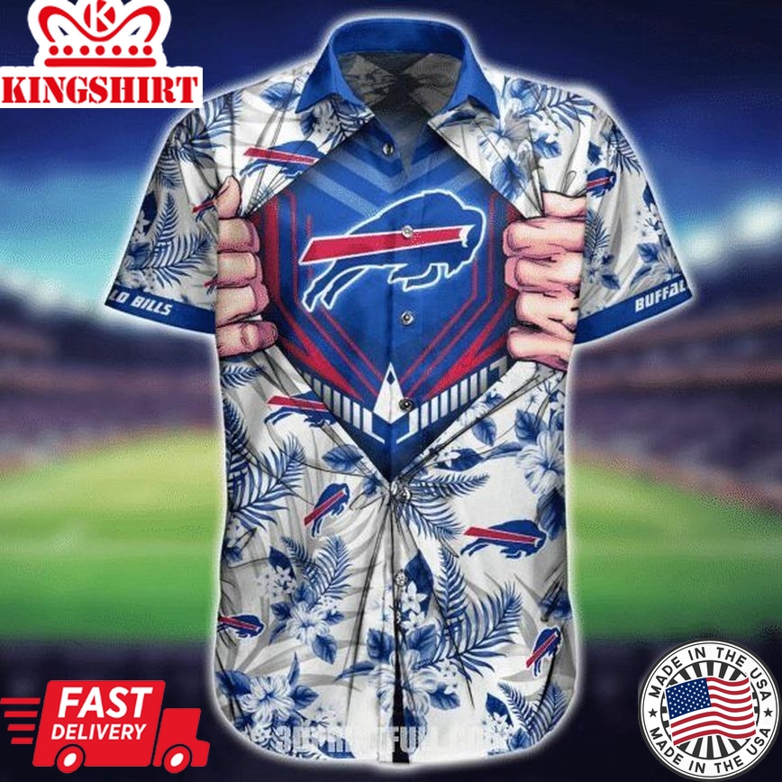 Nfl Buffalo Bills Blue Tropical Flower Logo Trendy Hawaiian Shirt Aloha Shirt