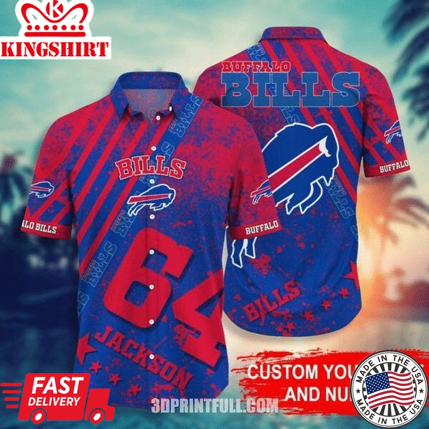 Nfl Buffalo Bills Custom Name Number Colorful Trendy Hawaiian Shirt Aloha Shirt