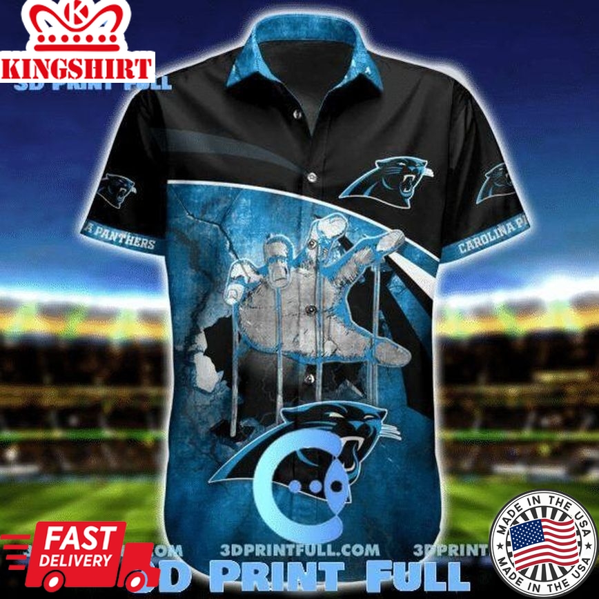 Nfl Carolina Panthers Blue Black Trendy Hawaiian Shirt V3 Aloha Shirt