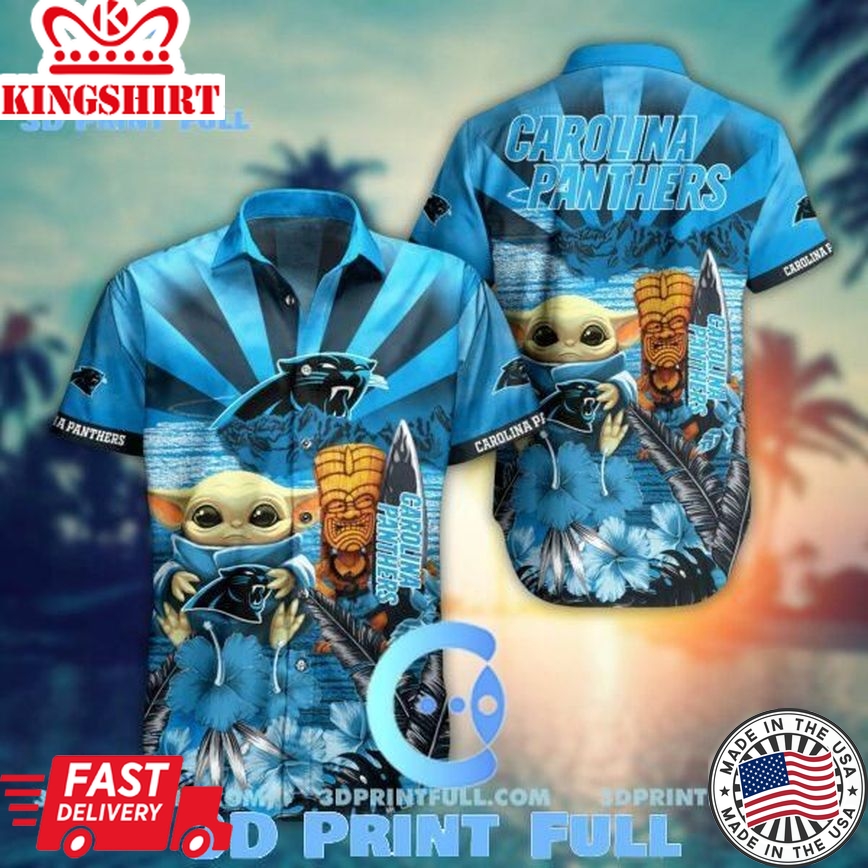 NFL Carolina Panthers Hawaiian Shirt Baby Yoda Style Summer Collection Trending Hawaiian Shirts