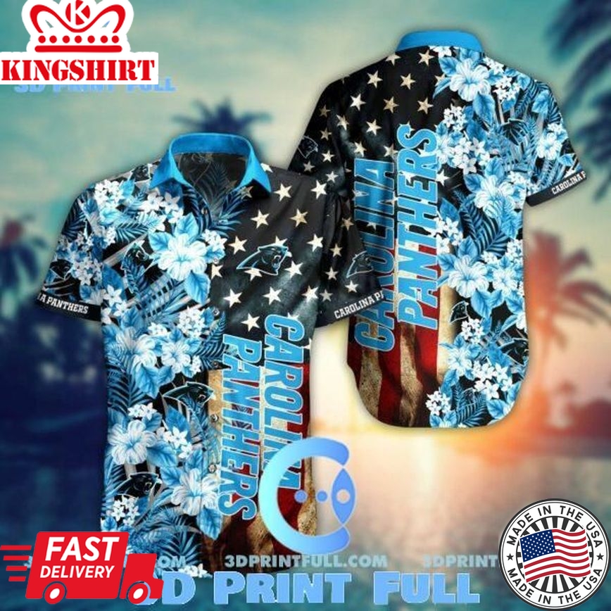 NFL Carolina Panthers Hawaiian Shirt Flag Flower