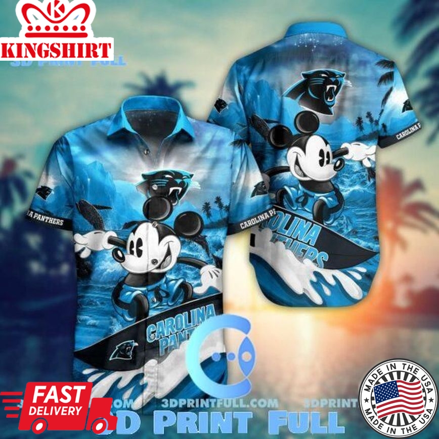 NFL Carolina Panthers Hawaiian Shirt Mickey All Over Print Trending Summer Collection Trending Hawaiian Shirts