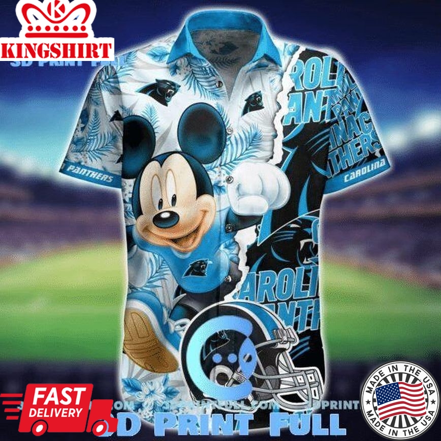 Nfl Carolina Panthers Mickey Mouse Blue Trendy Hawaiian Shirt V2 Aloha Shirt