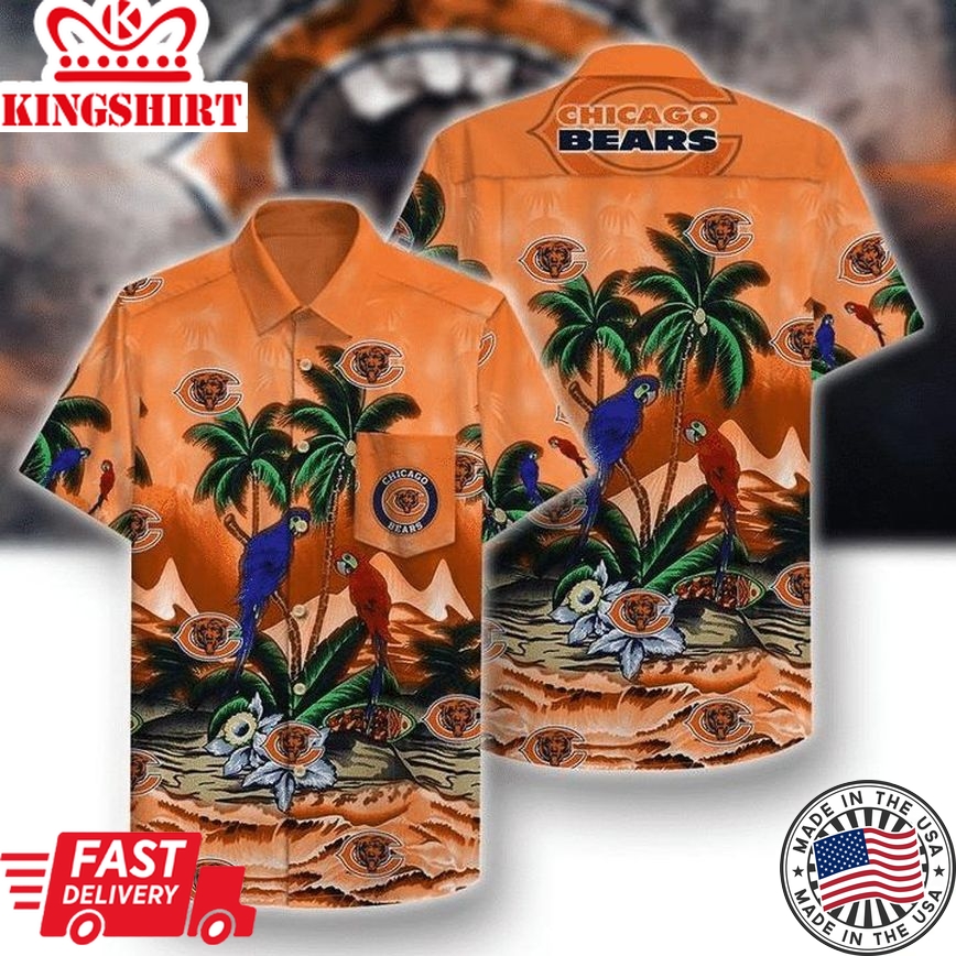 Nfl Chicago Bears Blue Parrot In Coconut Tree Trendy Hawaiian Shirt Aloha Shirt