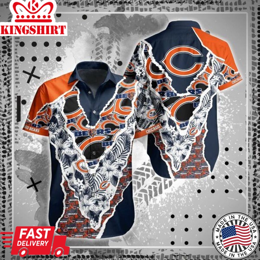 NFL Chicago Bears Hawaiian Shirt: Short, For Fans 1