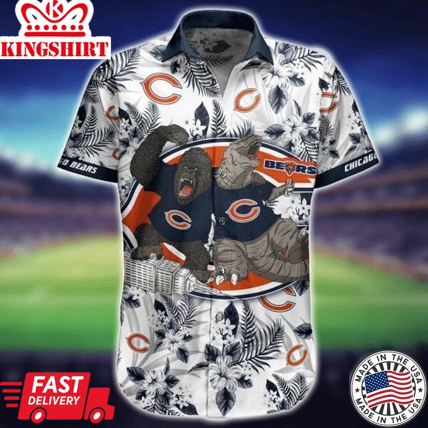 Nfl Chicago Bears White Flower Golia Trendy Hawaiian Shirt Aloha Shirt