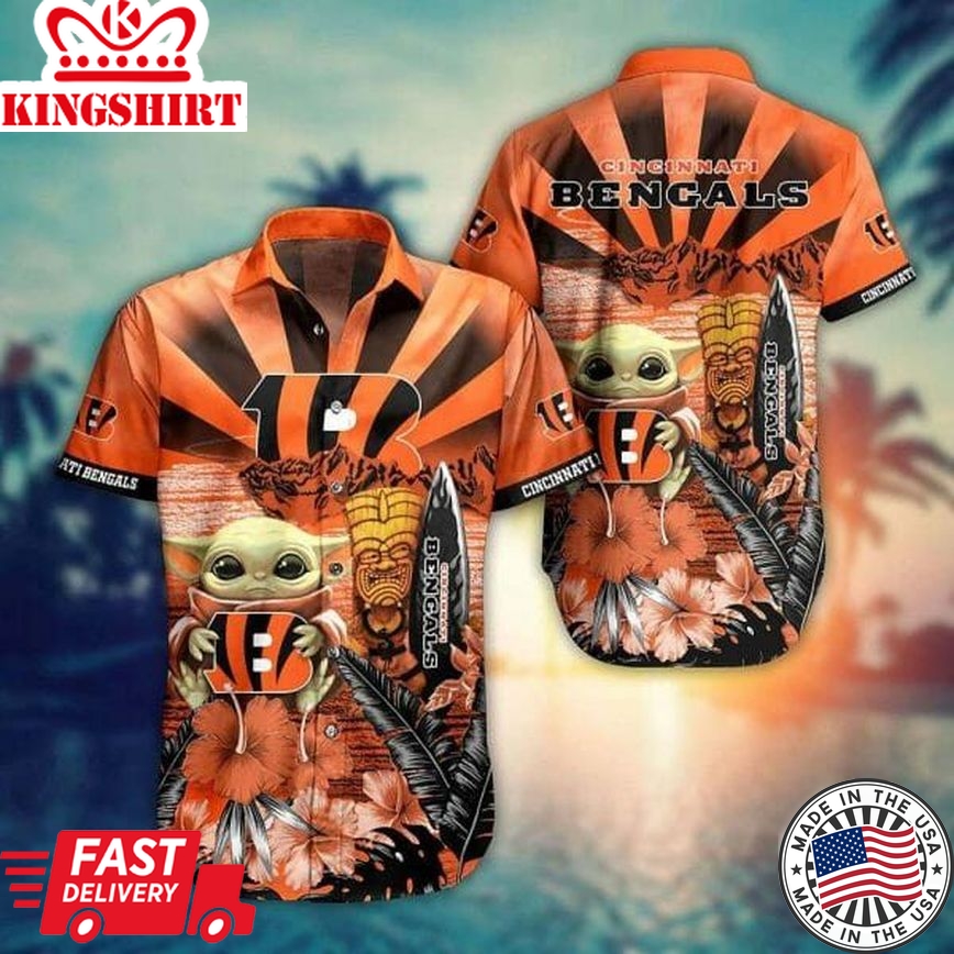 Nfl Cincinnati Bengals Baby Yoda Orange Trendy Hawaiian Shirt Aloha Shirt