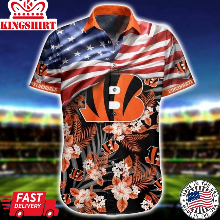 NFL Cincinnati Bengals Hawaiian Shirt Short Flag