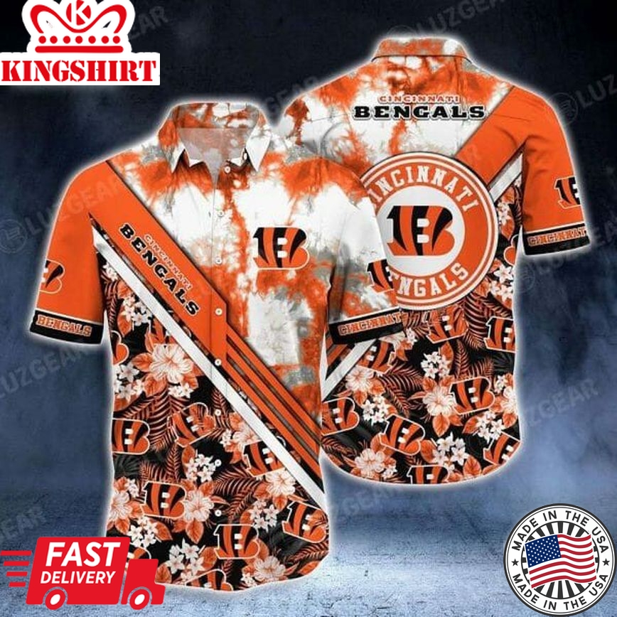 Nfl Cincinnati Bengals Orange White Trendy Hawaiian Shirt Aloha Shirt