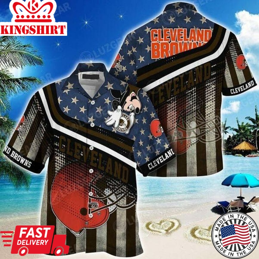 Nfl Cleveland Browns American Flag Trendy Hawaiian Shirt Aloha Shirt