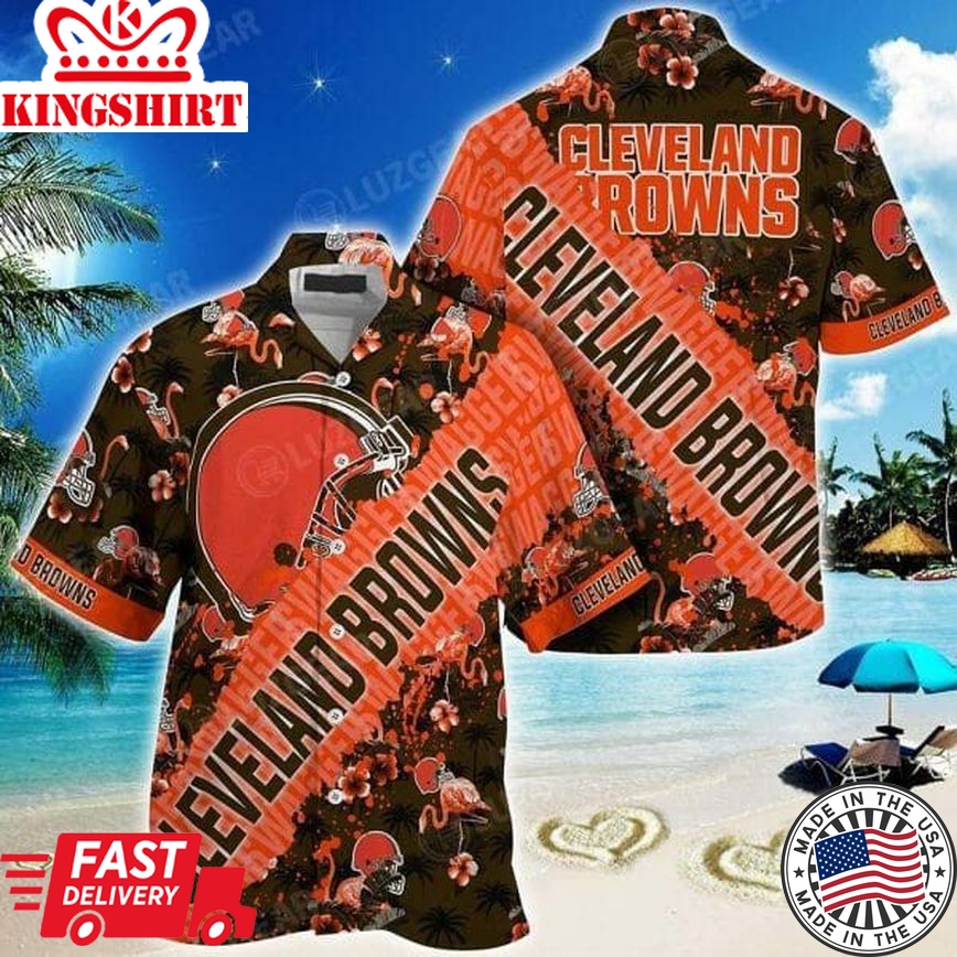 Nfl Cleveland Browns Orange Trendy Hawaiian Shirt V3 Aloha Shirt