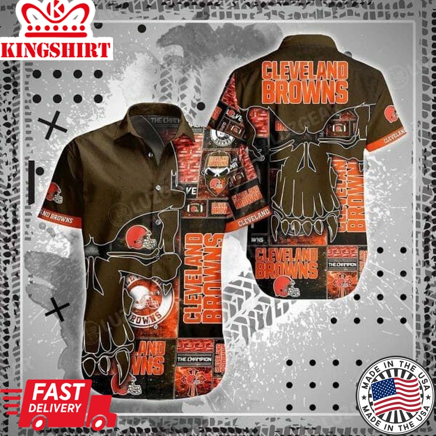 Nfl Cleveland Browns Punisher Skull Trendy Hawaiian Shirt Aloha Shirt