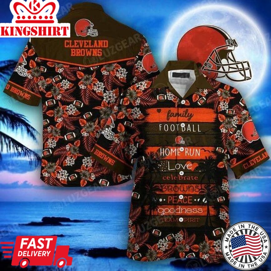 Nfl Cleveland Browns Tropical Flowers Trendy Hawaiian Shirt Aloha Shirt