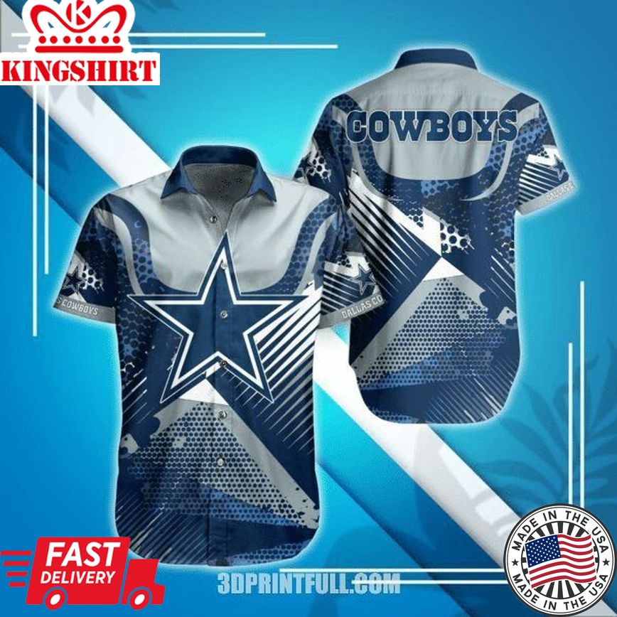 Nfl Dallas Cowboys Big Logo In Center Curve Trendy Hawaiian Shirt Aloha Shirt