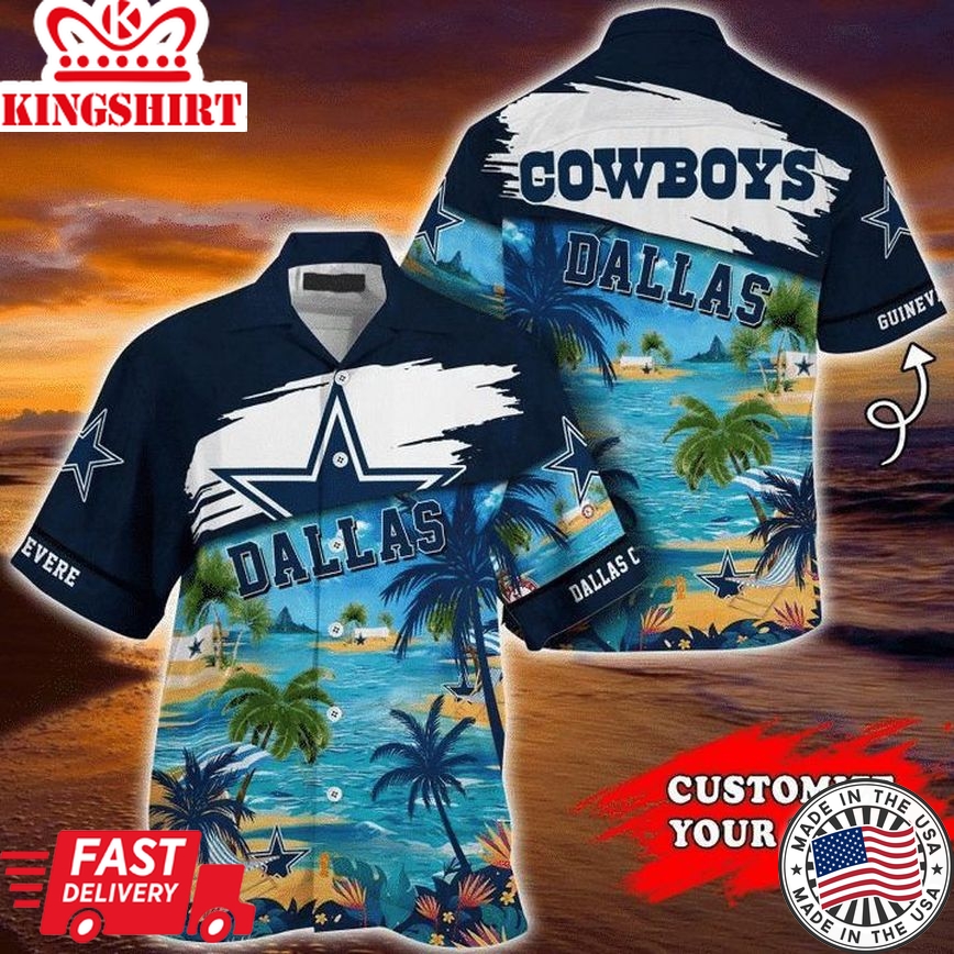 Nfl Dallas Cowboys Custom Name Coconut Beach Trendy Hawaiian Shirt Aloha Shirt