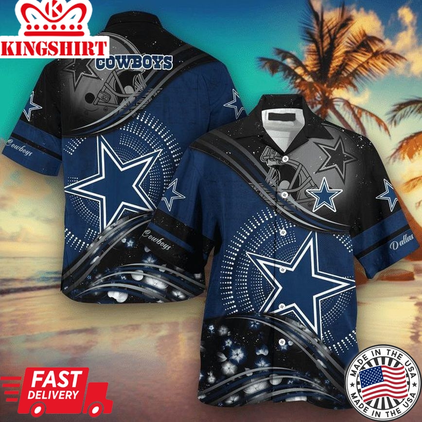 Nfl Dallas Cowboys Highlight Logo Grey Trendy Hawaiian Shirt Aloha Shirt