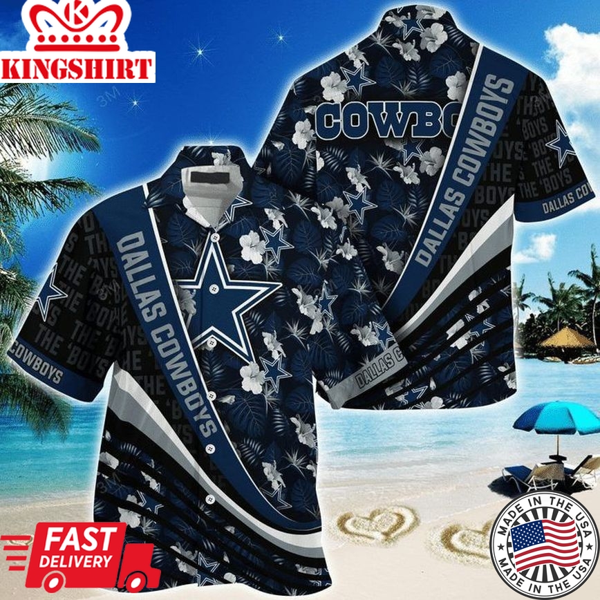 Nfl Dallas Cowboys Multi Logo Flower Trendy Hawaiian Shirt Aloha Shirt