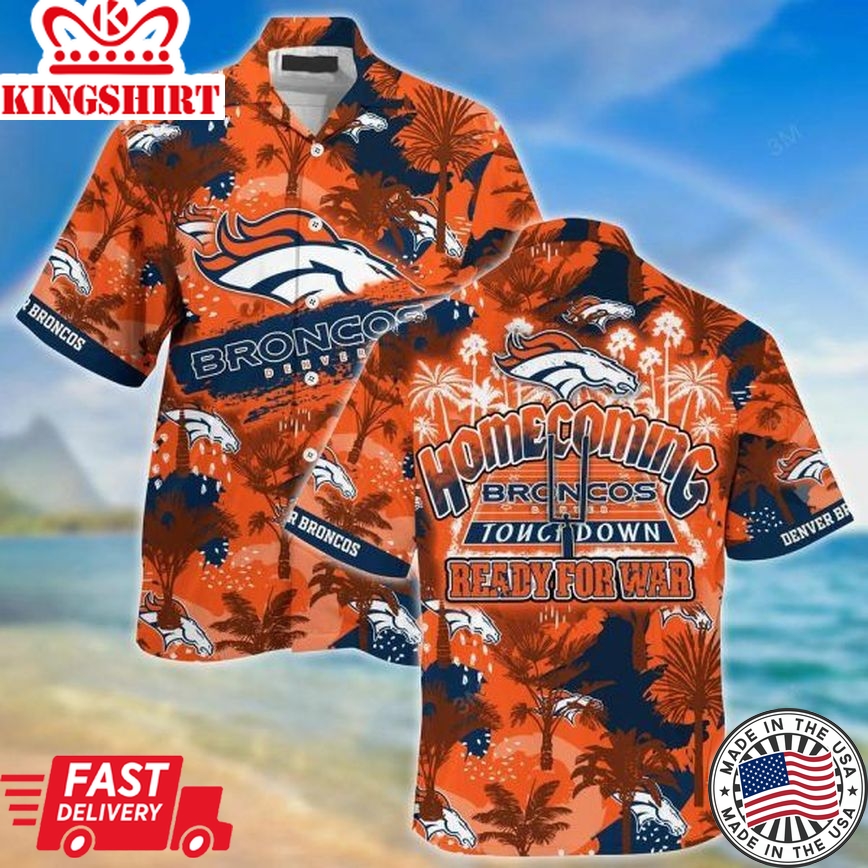 Nfl Denver Broncos Orange Navy Blue Trendy Hawaiian Shirt Aloha Shirt