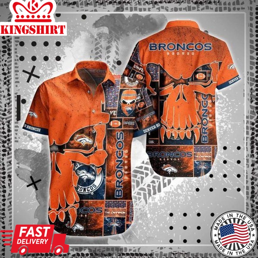 Nfl Denver Broncos Orange Punisher Skull Trendy Hawaiian Shirt Aloha Shirt