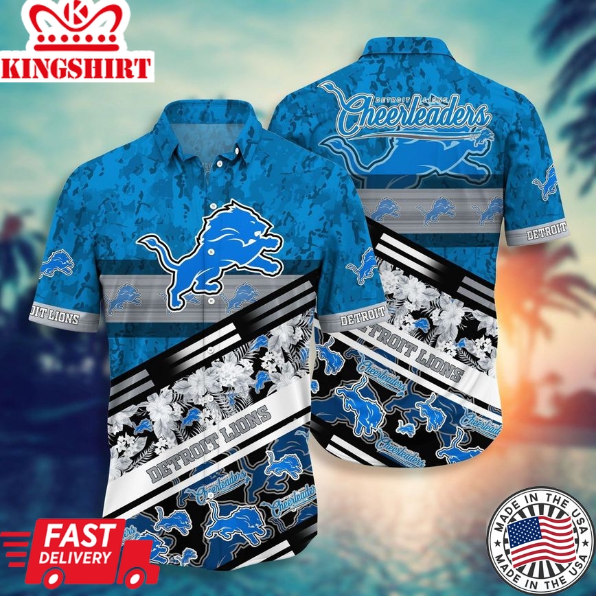 Nfl Detroit Lions Blue Silver Trendy Hawaiian Shirt Aloha Shirt