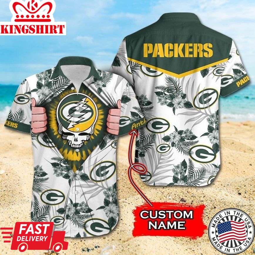 NFL Green Bay Packers Grateful Dead Gift For Fan Personalized Hawaiian Shirt & Short