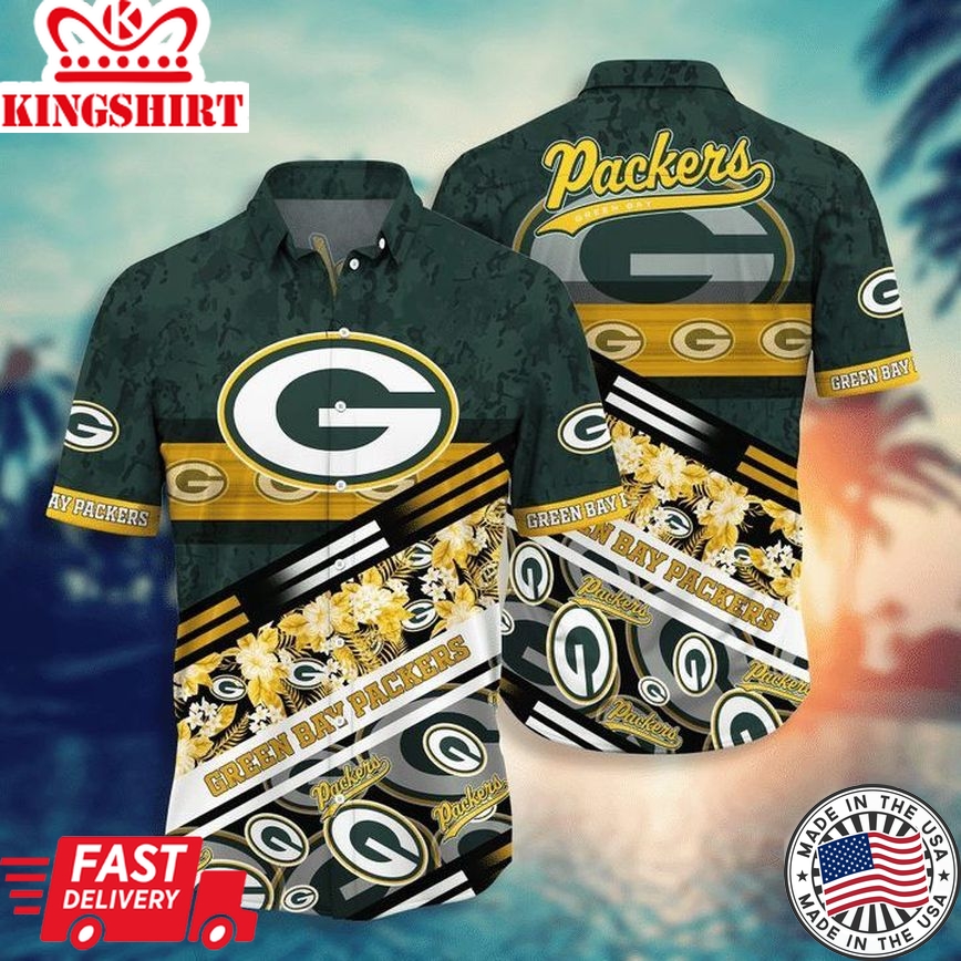 Nfl Green Bay Packers Tropical Flower Trendy Hawaiian Shirt Aloha Shirt