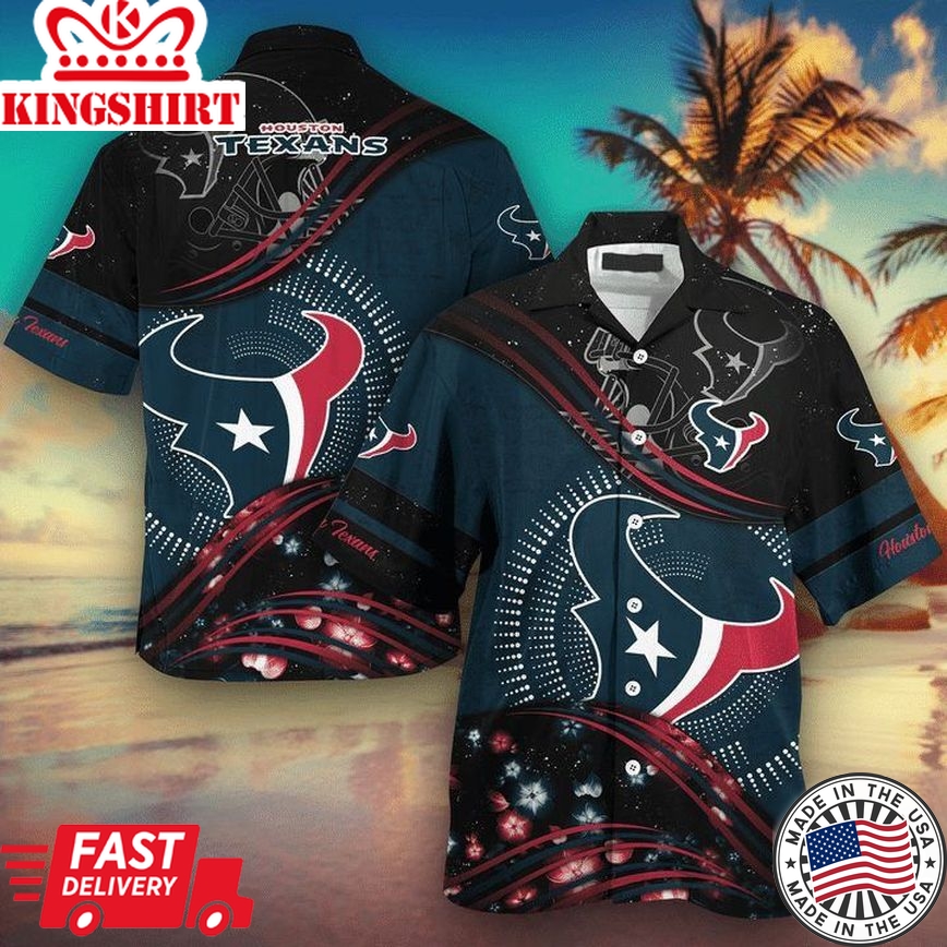 Nfl Houston Texans Blue Black Trendy Hawaiian Shirt Aloha Shirt