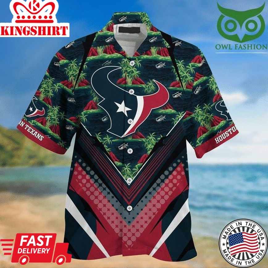 Nfl Houston Texans Blue Red Trendy Hawaiian Shirt V2 Aloha Shirt