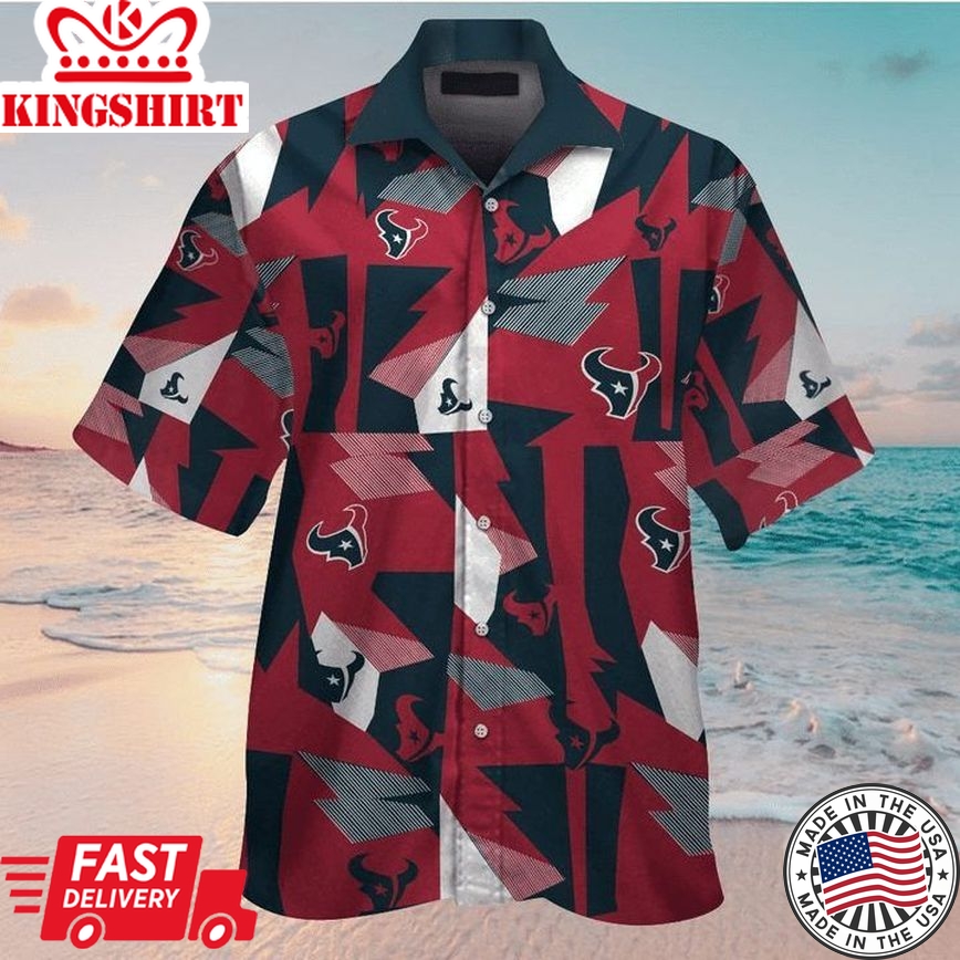 Nfl Houston Texans Blue Red Trendy Hawaiian Shirt V3 Aloha Shirt