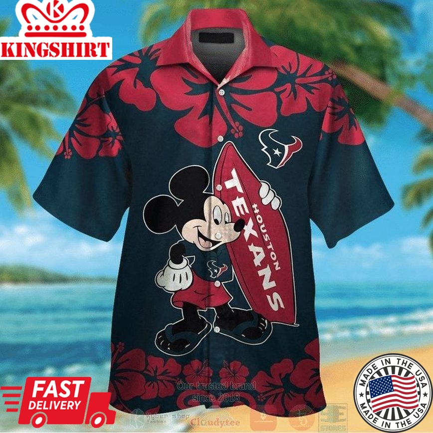 Nfl Houston Texans Mickey Mouse Trendy Hawaiian Shirt Aloha Shirt