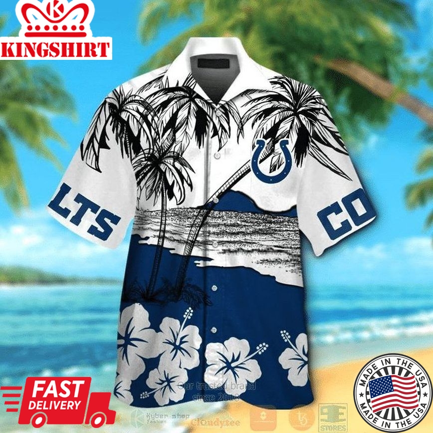 Nfl Indianapolis Colts Coconut Tree Blue Trendy Hawaiian Shirt Aloha Shirt